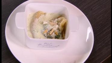 Ravioli van spinazie met mascarpone-looksausje