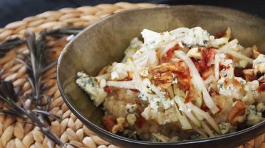 Risotto met peren, pancetta en gorgonzola