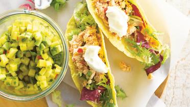 Taco's met zalm en mangosalsa