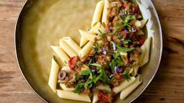 Pasta met auberginesaus