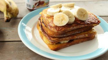 Wentelteefjes met banaan en hazelnootpasta