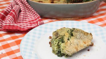 Ovenschotel met gehakt en puree van broccoli en spinazie
