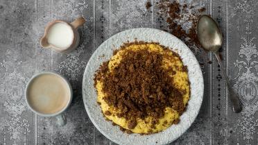 Rijstpap met crumble van kaneel