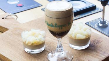 Mokka panna cotta en Irish coffee sabayon