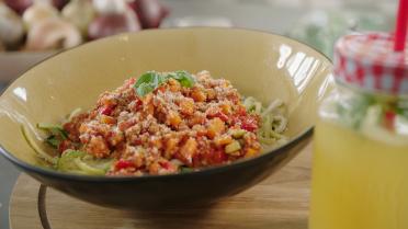 Spaghetti courgetti à la bolognaise