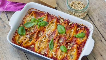 Gevulde pastaschelpen met ricotta en courgette