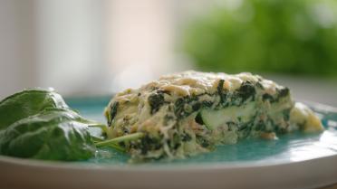 Lasagne van courgette, zalm, ricotta en spinazie