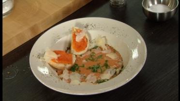 Koud tomatensoepje met Parmezaan en basilicum