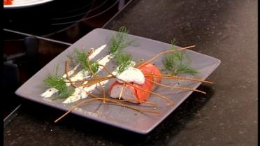 Stronk van zalm en gerookte forel