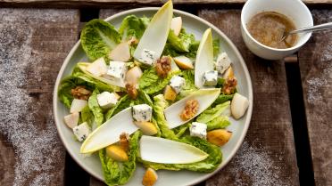 Winterse salade met fourme d'ambert