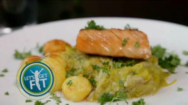 Zalm met prei en krieltjes in de oven