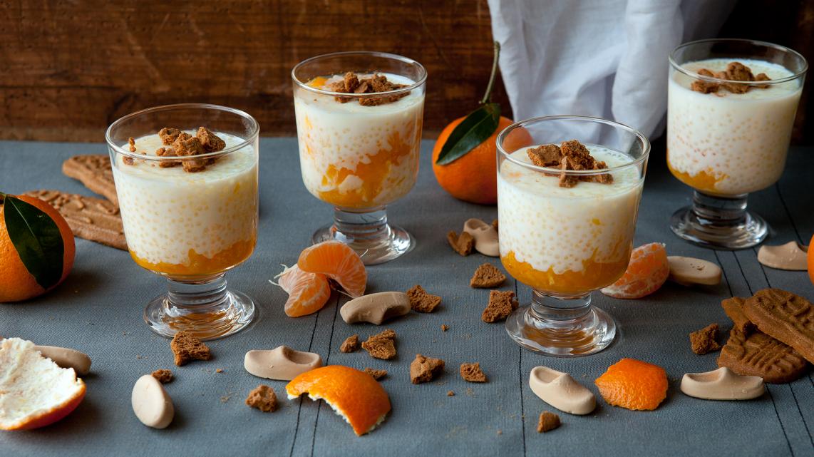 Sintdessertje (tapiocapudding met clementines en speculoos)