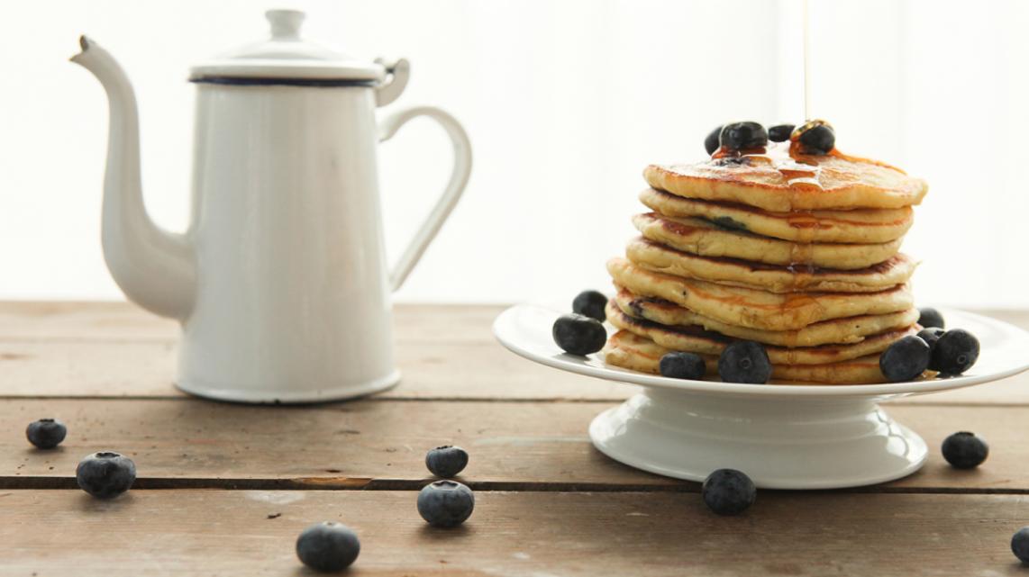 Pancakes met blauwe bessen