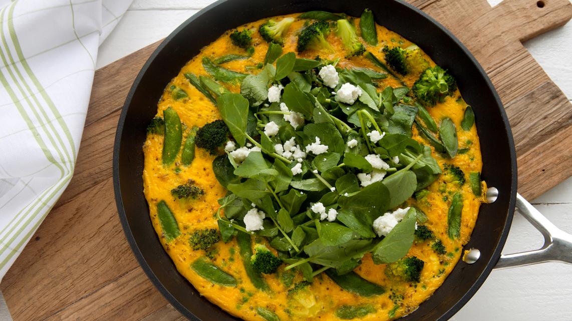 Frittata met waterkers en feta