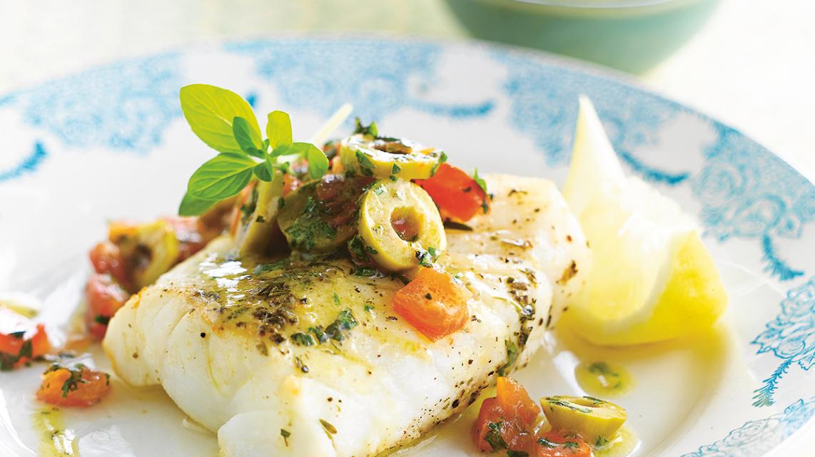 Kabeljauw met warme olijfsalsa