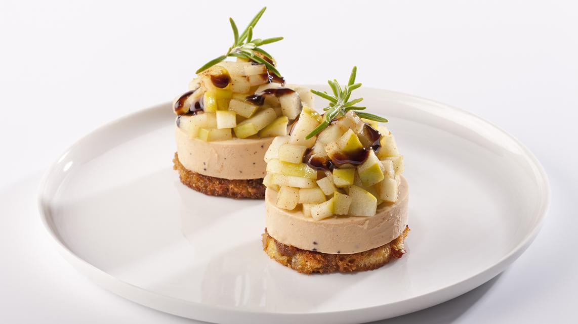 Faux Gras met appelen en balsamico-crème