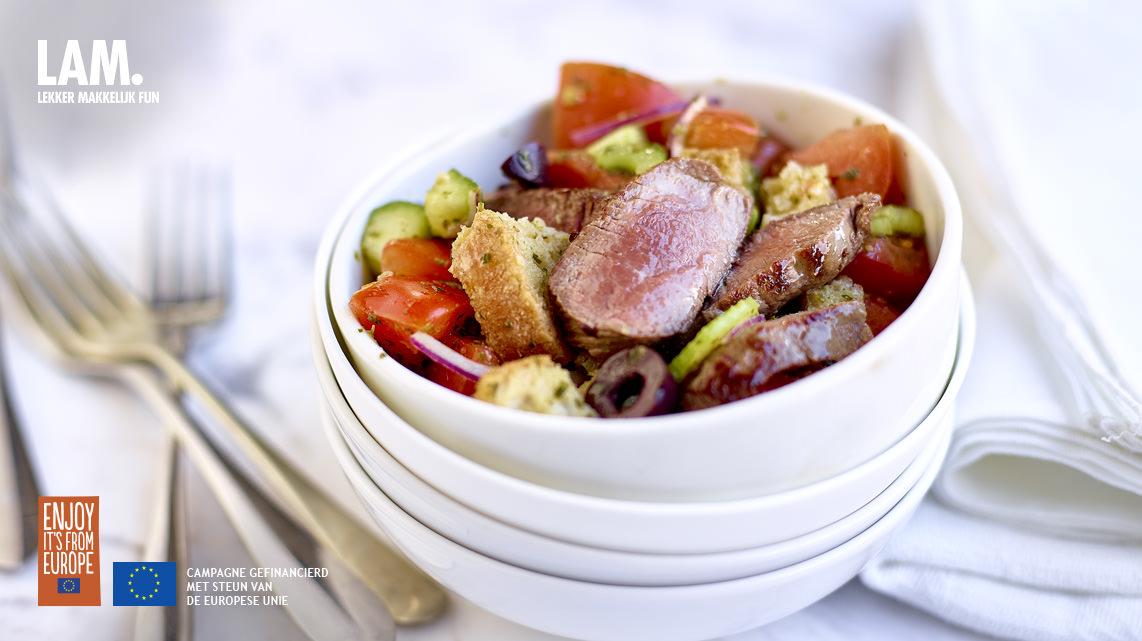 Panzanella met lam