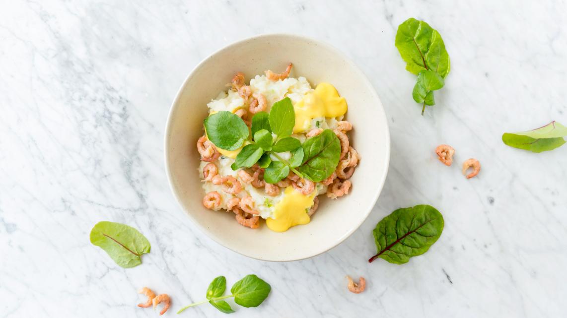 Smeus met mousselinesaus en garnaaltjes van Kürt en Roel