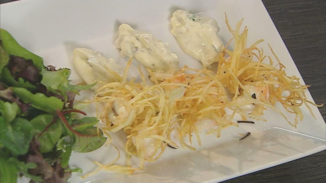 Langoustine in aardappeljulienne