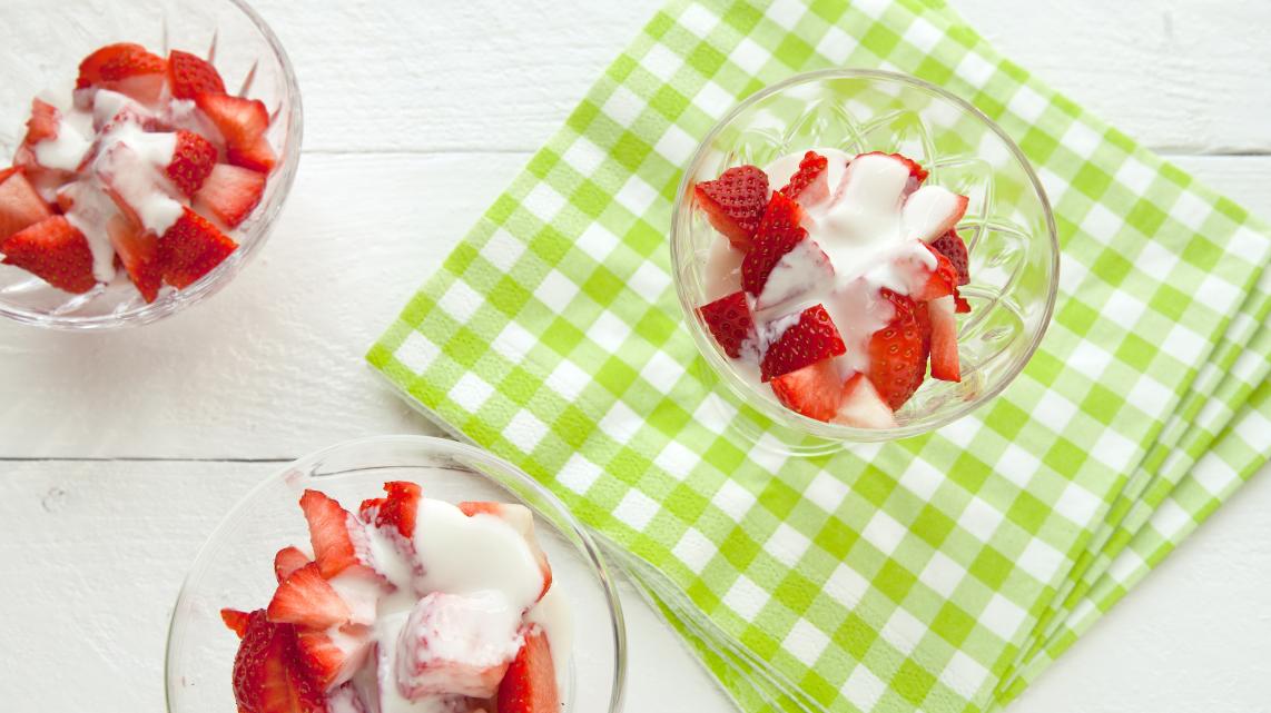 Aardbeien met vanillesaus 