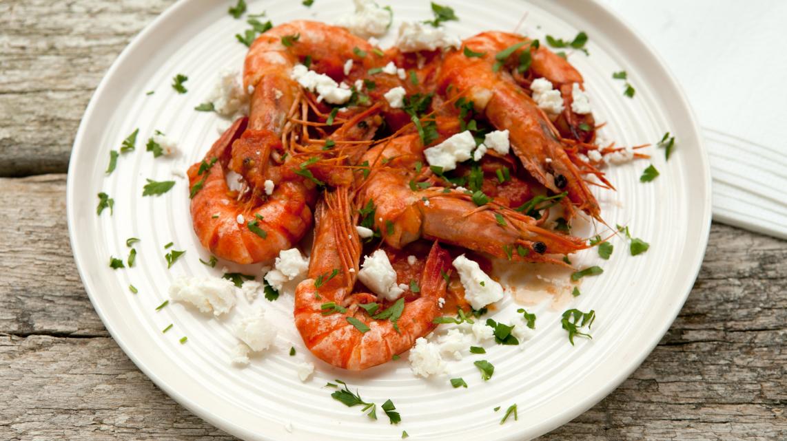 Gamba's met tomaten en feta