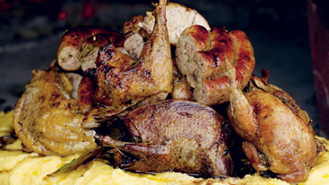 Gebraad van heerlijk vederwild met echte polenta