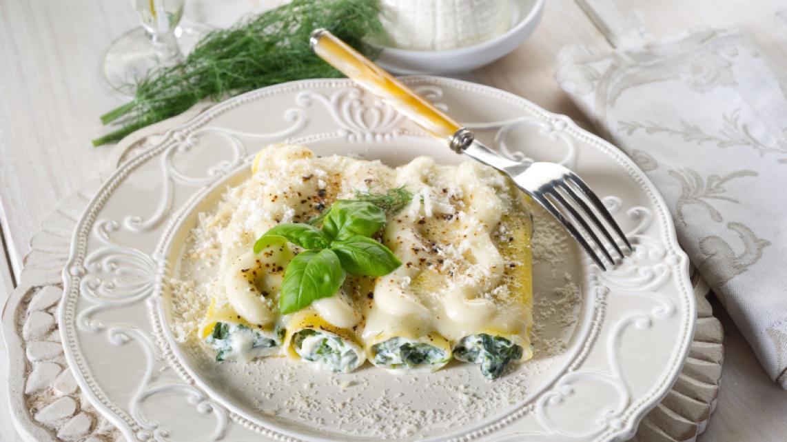 Cannelloni met spinazie, ricotta en salie