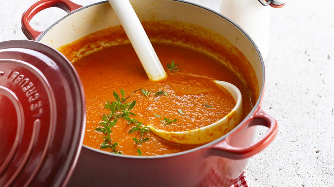 Soep van geroosterde paprika's