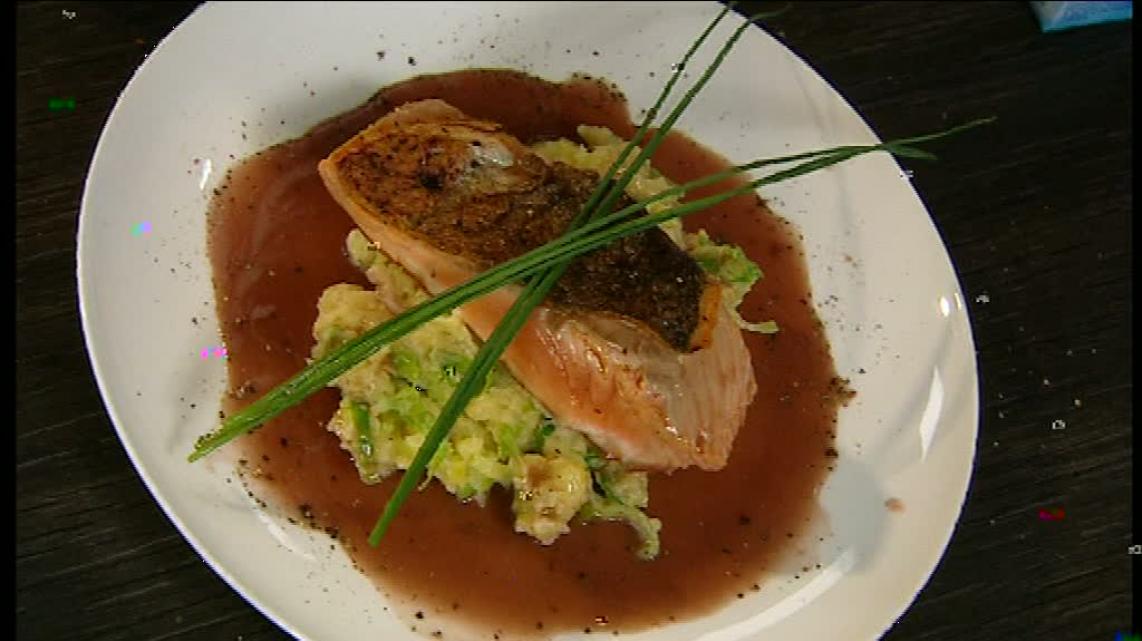 Zalm met stoemp van spruiten